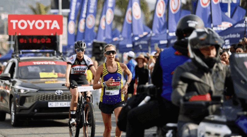 erda Steyn runs strongly during the 2025 Comrades Marathon.